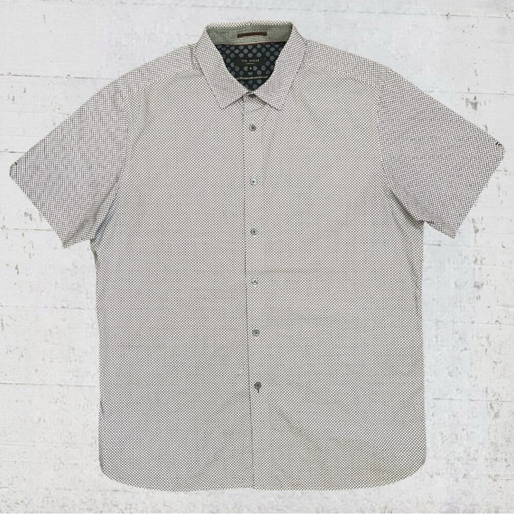 Ted Baker London Shirt Men’s Size 5 Blue Geometric Short Sleeve Size 5/XL